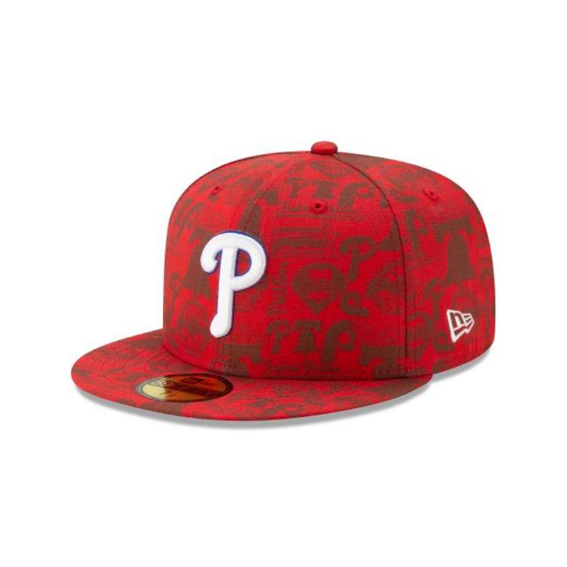 MLB Philadelphia Phillies Sketched 59Fifty Fitted (EIF0547) - Red New Era Caps